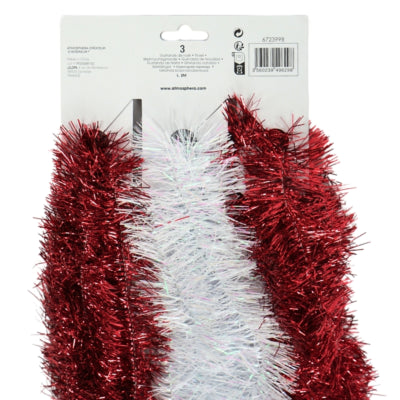 Foliengirlande weiß rot 200 cm 3er Set | 24 Stück