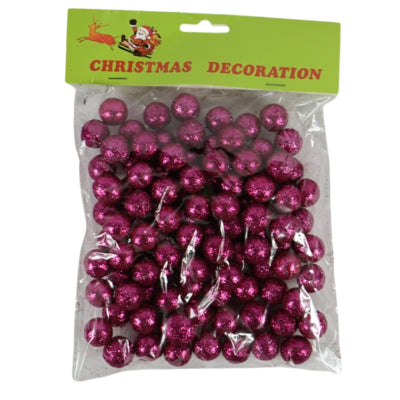 Weihnachtsdeko Glitzerkugel rosa 1,5 cm | 48 Stück