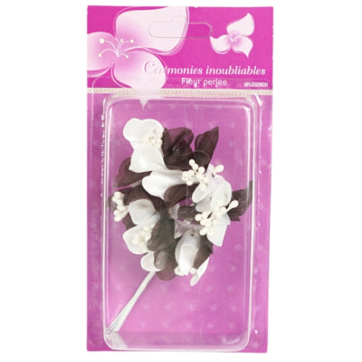 Dekoblume mit Perlen braun 13 cm 6er Set | 24 Stück