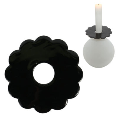 Stjernsund kaarsenring loua bloem zwart glans 9,3 cm | 24 stuks