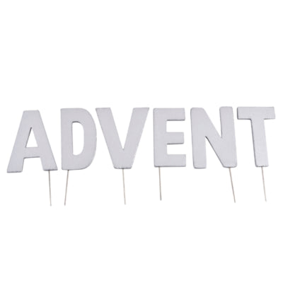 Abi-Deko Weihnachts-Buchstabenstecker Advent silberfarben 8 cm | 24 Stück