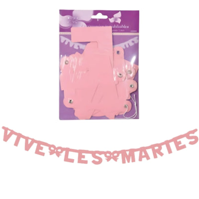 Buchstabengirlande vive les mariès rosa 160 cm | 24 Stück