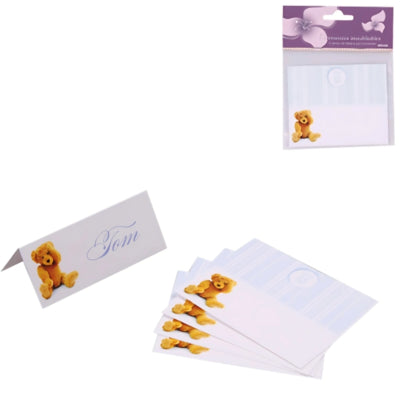 Babyparty-Tischkarten Teddybär blau 10 cm 5 Stück | 24 Stück