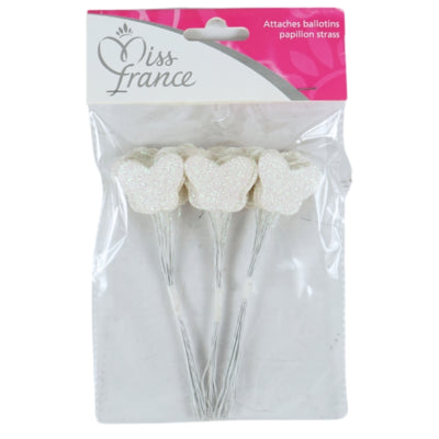 Miss France Ballonbinder Schmetterling mit Glitzer Creme 13 cm 36 Stück | 24 Stück