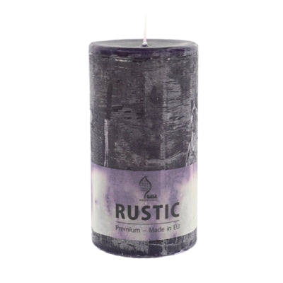 Gala-Stumpenkerze rustikal dunkelviolett 8 x 15 cm | 6 Stück