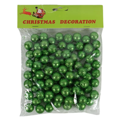 Weihnachtsdeko Glitzerkugel grün 1,5 cm | 48 Stück