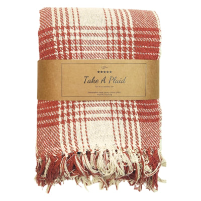 Nehmen Sie ein kariertes Polyback-Picknick-Plaid rostweiß 160 x 160 cm | 10 Stück