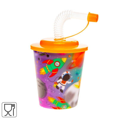 3D-Becher mit Strohhalm, Platz 250 ml | 24 Stück