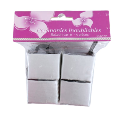 Geschenkverpackung Ballotin satin silberfarben 4er-Set | 24 Stück