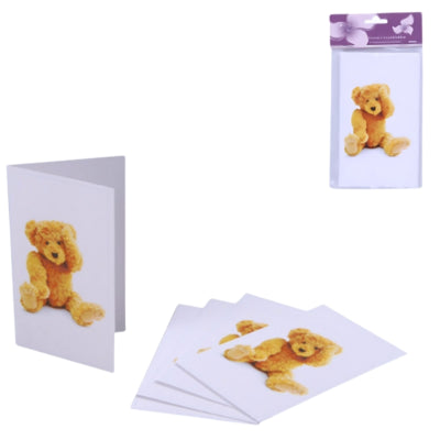 Babypartykarten Teddybär blau 5er-Set | 24 Stück