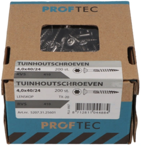 Proftec Gartenholzschraube Edelstahl TX-20 4,0x40 24