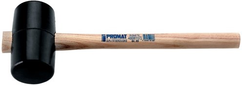 Promat tecwerk Gummihammer | Haupt d. 40 mm Kopflänge 80 mm | schwarzes Eschenholz | 90 Shore eine flache Strecke – 4000811570