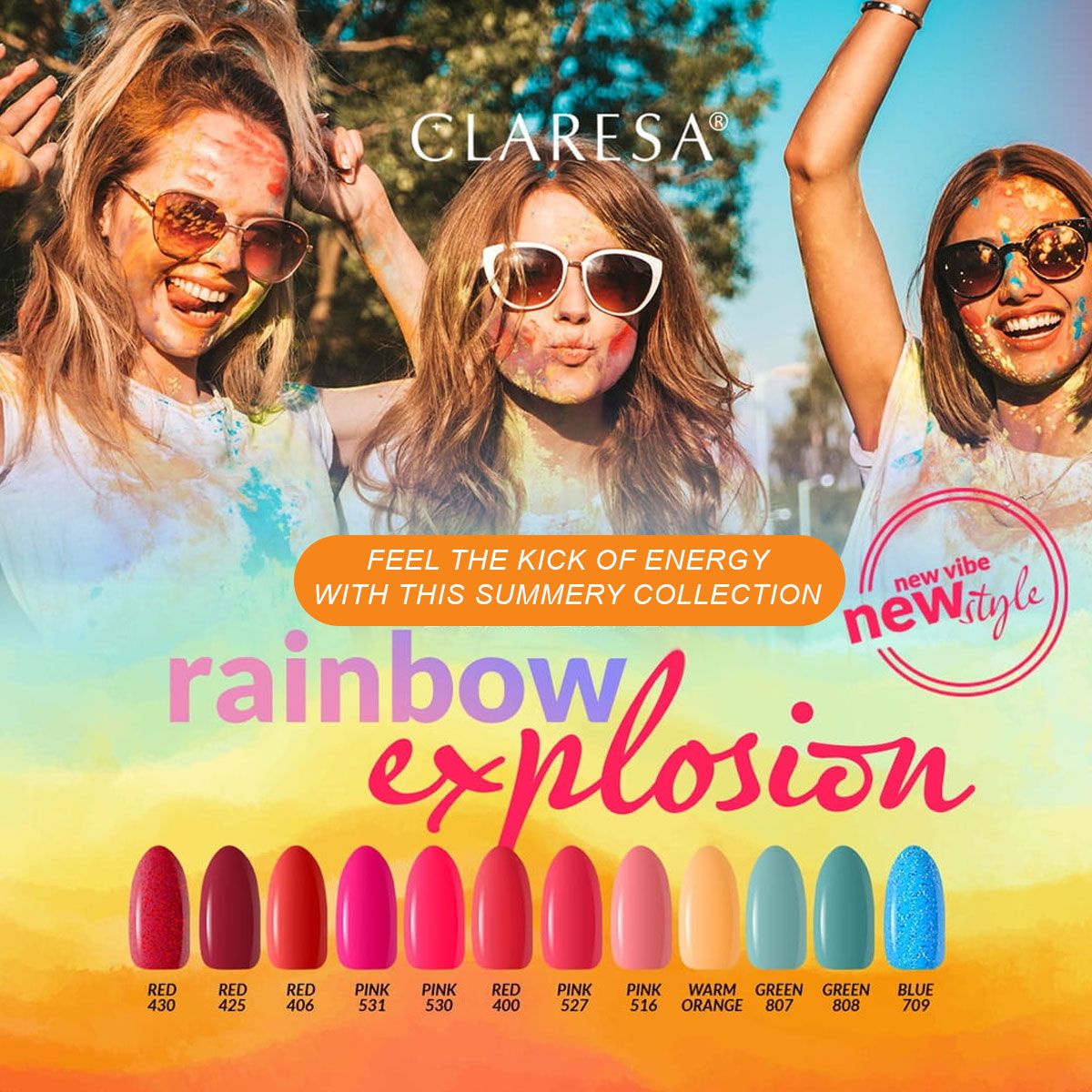 Claresa UV-LED-Gel-Nagellack, 5 ml, Grün 808 Rainbow Explosion