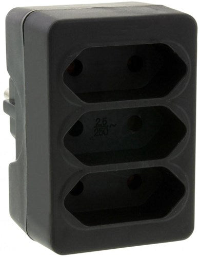 Enzo randaarde stekkeradapter 3 x euro zwart - 6175909
