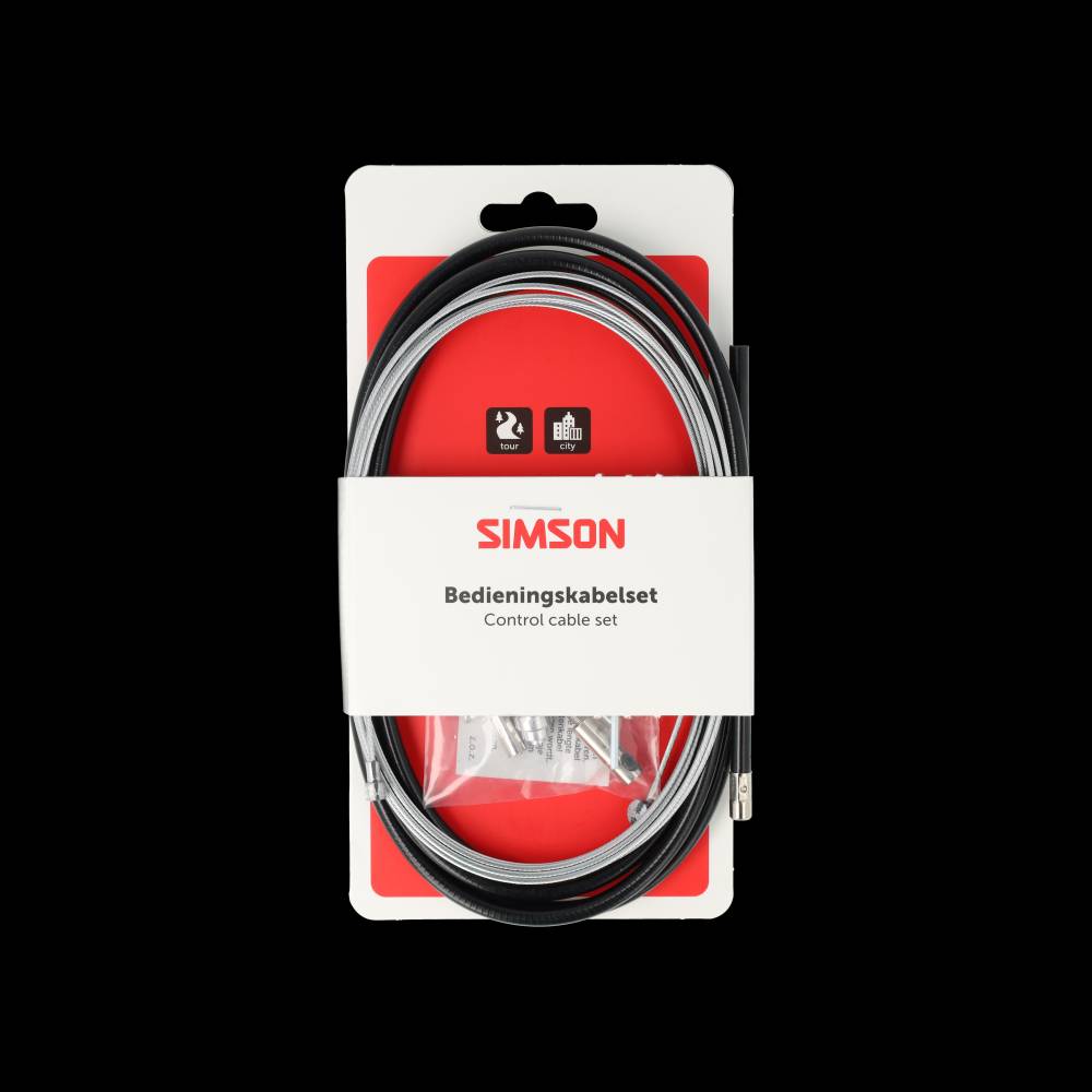 Simson trommelremkabelset compleet universeel rvs - zwart