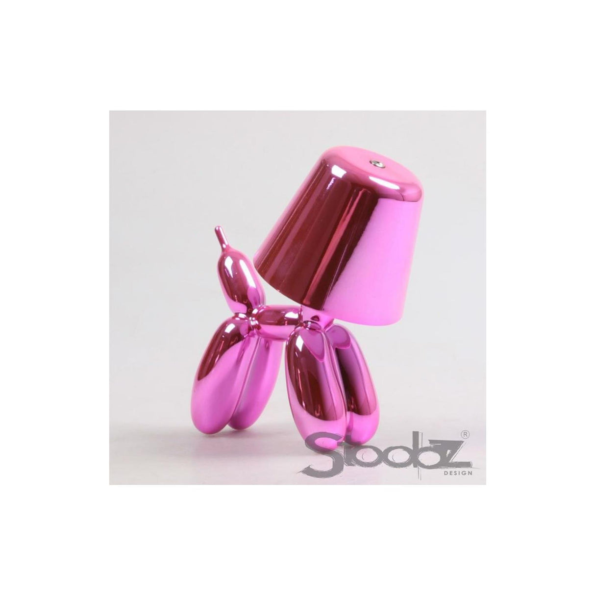 Stoobz design led tafellamp ballon hond verzilverd fuchsia 16x10x18cm