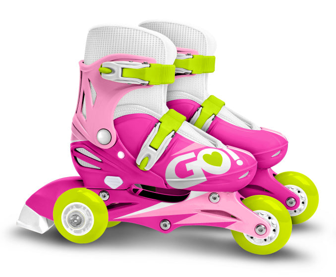 Skids Control Inline Skates Verstellbare rosa weiße Größe 27-30