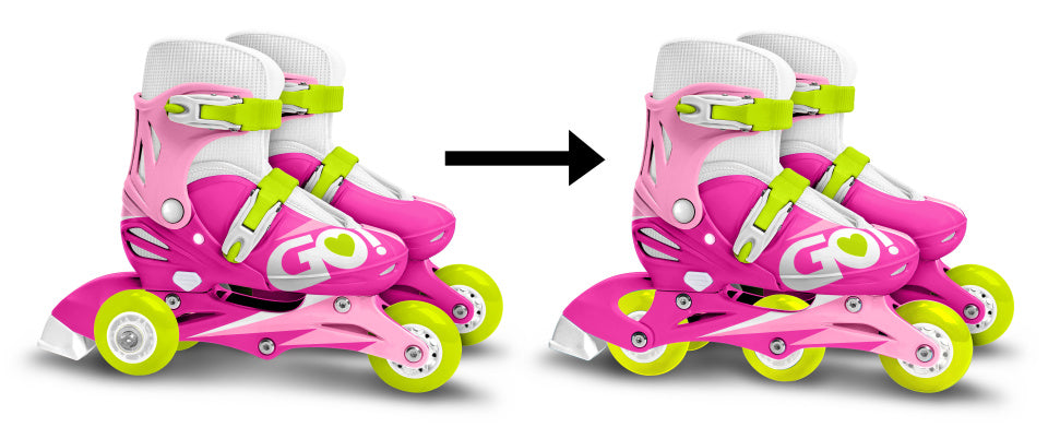 Skids Control Inline Skates Verstellbare rosa weiße Größe 27-30