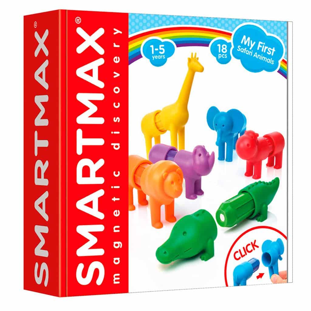 Smartmax Meine ersten Safaritiere – magnetische Safaritiere – 18-teiliges Bauset mit weichen Elementen – Lernspielzeug für Kleinkinder – ab 1 Jahr