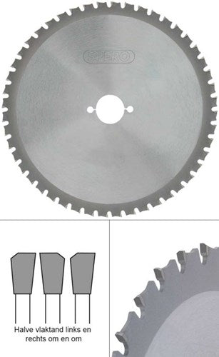 Spero 60tx255mm metaal tct zaagblad - asgat 30mm - spm-255-60-30