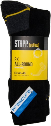 Stapp yellow all round 2-pack sokken 4410 | 699 zwart | maat 50 - 38.134.005.03