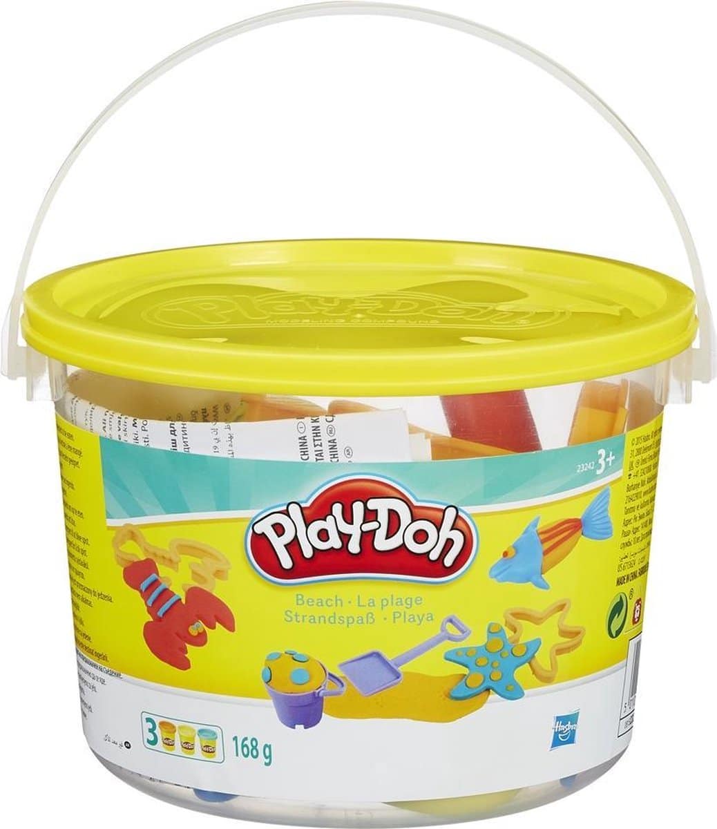 Otto Simon Play-Doh Teigeimer mit 3 Töpfen aus Ton und Strandformen