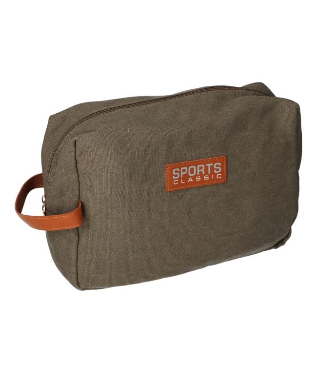 Traveller Kulturbeutel Box Sports Classic Canvas Braun Grau 30 cm x 20 cm