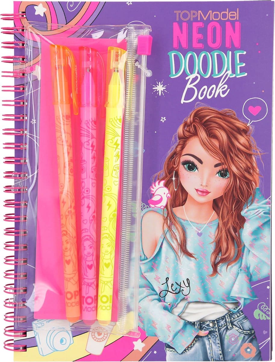 TOPModel Neon Doodle-Malbuch mit Neon-Markern