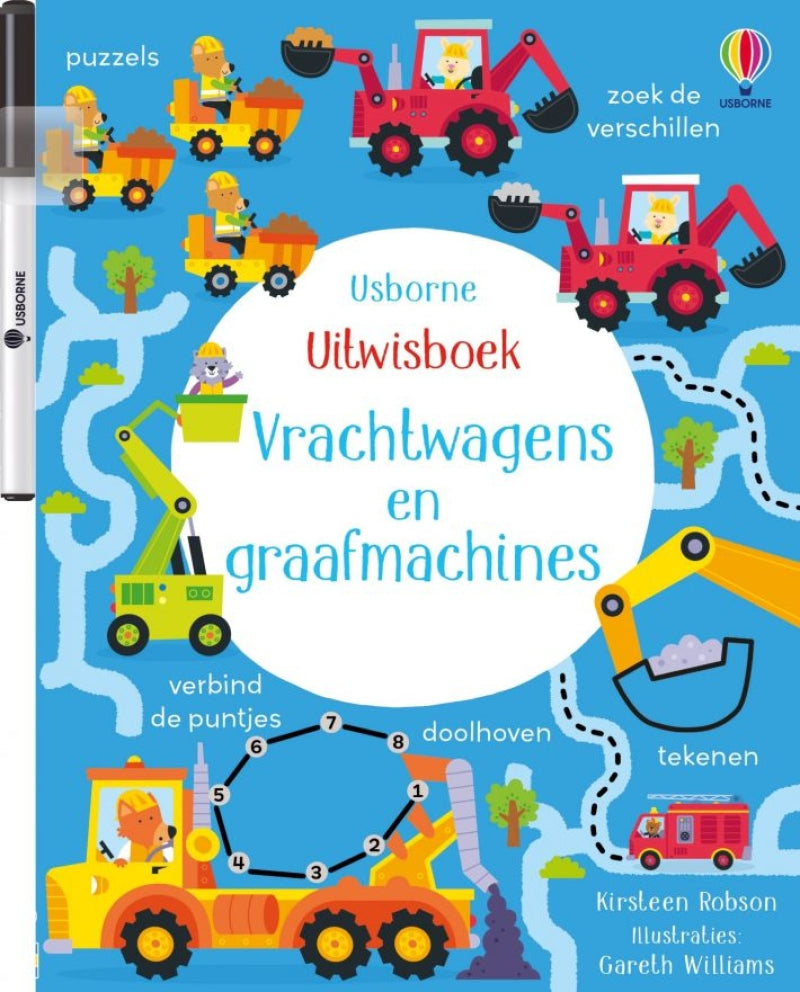 Usborne-Löschbuch – Lastwagen und Bagger