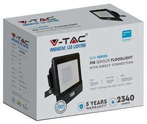 V-tac LED-Bauleuchte | 30w | 3000k | IP65 | mit Sensor | Körper schwarz - 9335220