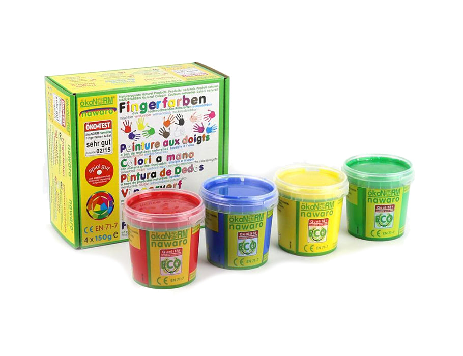Ökonorm Fingerfarbe, Set a - rot, gelb, grün, blau - 4x 150g