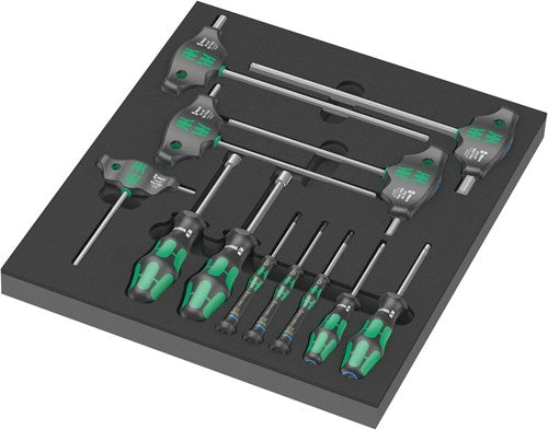 Wera 9713 Schaumstoffeinlage mit Sechskant-Schraubendreher-Set 1, 12-teilig (schwarzgrau, in Schaumstoffeinlage für Werkstattwagen)