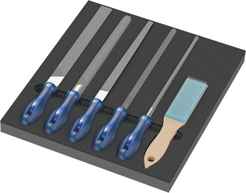 Wera 9783 Schaumstoffeinlage mit Pferdefeilen-Set 1, 6-teilig (schwarzgrau, in Schaumstoffeinlage für Werkstattwagen)