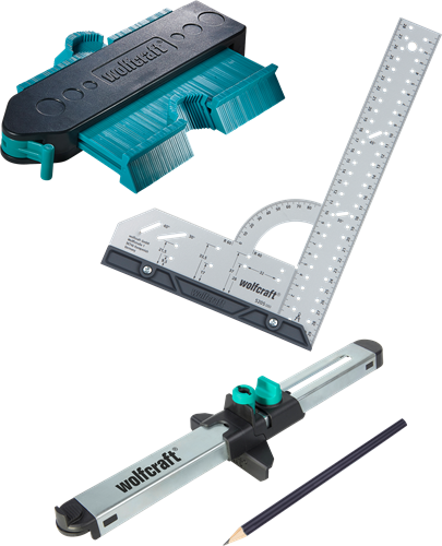 Wolfcraft - Laminat-Verlegeset - Konturschablone - Laminat-Monteur - Quadratisch - 6976000