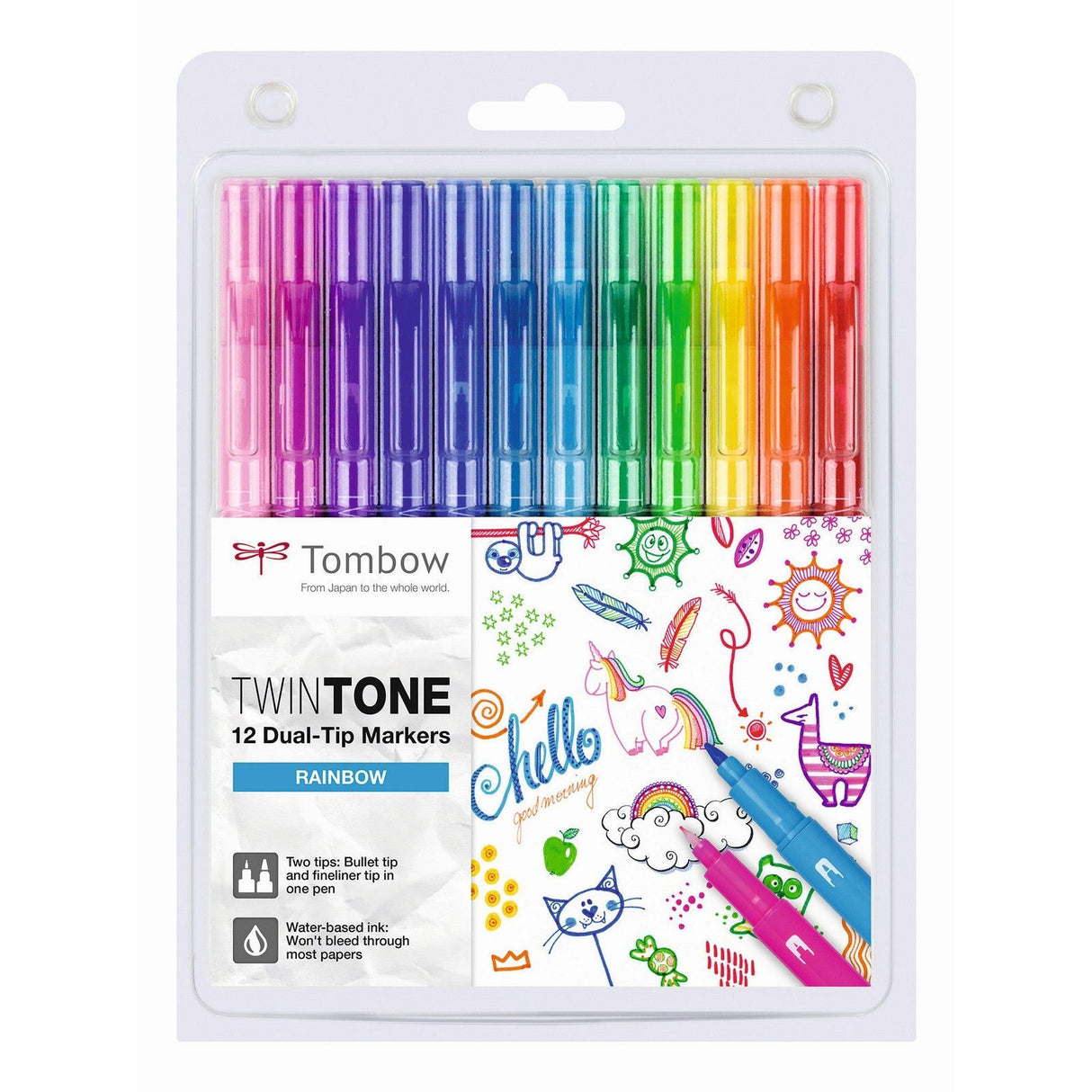 Tombow • Twintone Dual-Tip Marker-Set Regenbogenfarben 12tlg