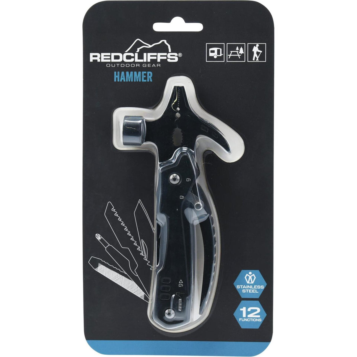 Redcliffs Hammer 12 Funktionen 15cm schwarz