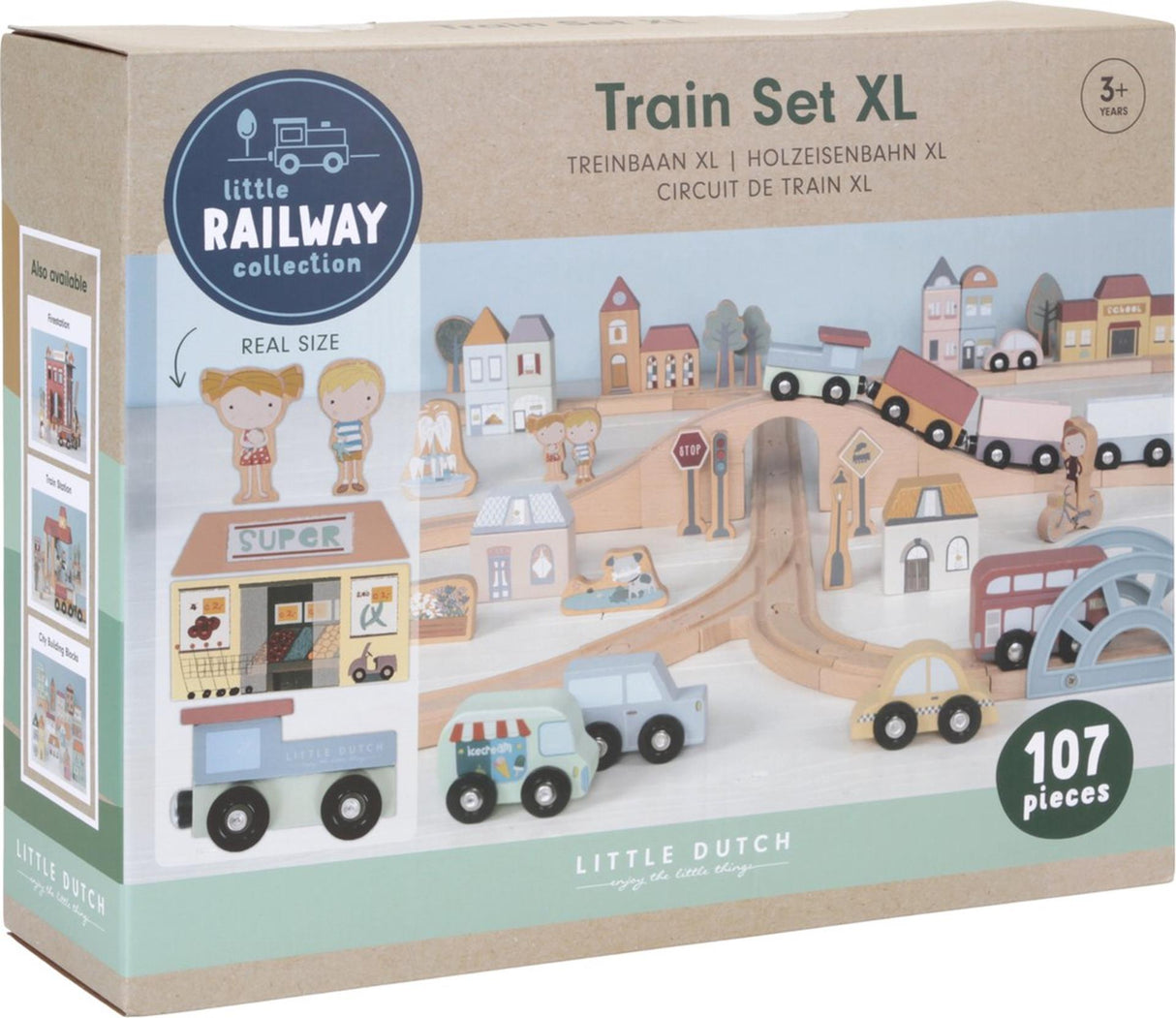 Little Dutch Eisenbahnschiene XL Holz 107-tlg
