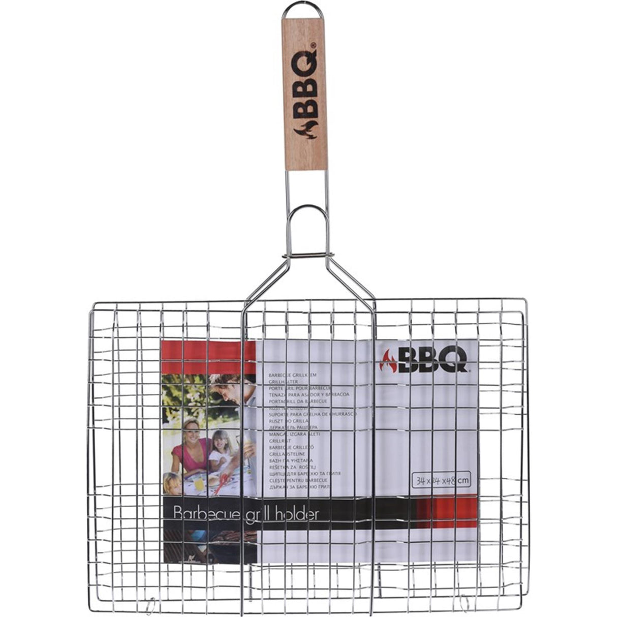 BBQ-Grillrost mit Holzgriff, 34 x 24 cm