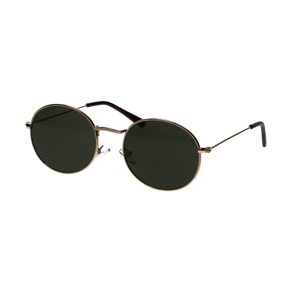 Spectrum-Sonnenbrille, flach, oval, goldfarben, Metall, grün, Unisex