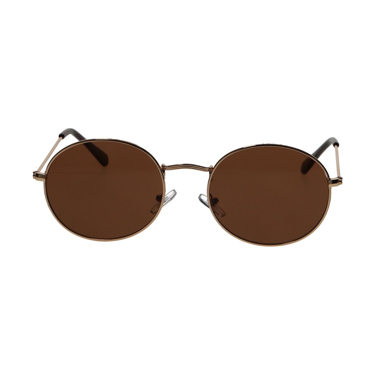 Spectrum-Sonnenbrille, flach, oval, goldfarben, Metall, braun, Unisex