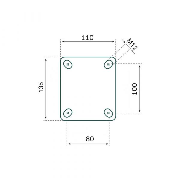 Zwenkwiel 200 mm zwaarlast 800 kg.