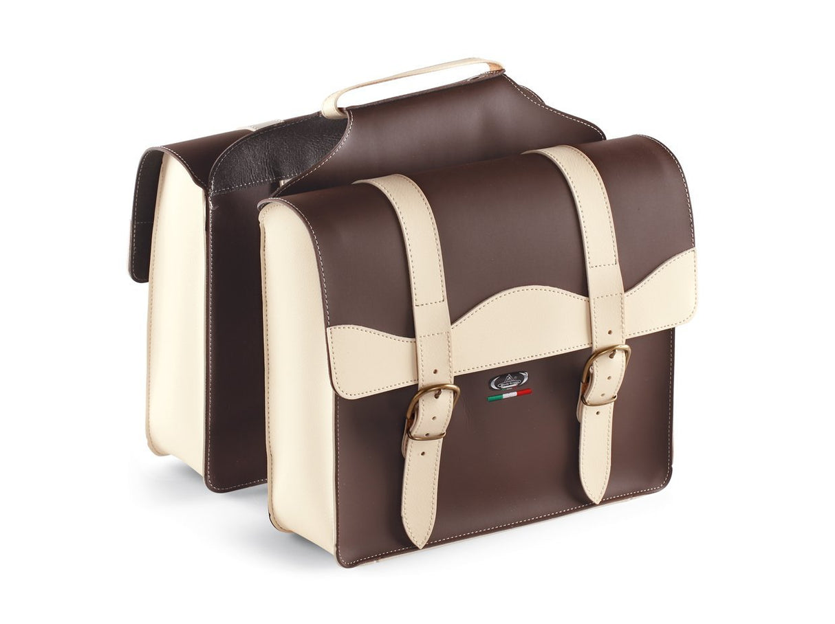 Monte Grappa Double Fahrradbag 'City' Skai Leder Brown Creme
