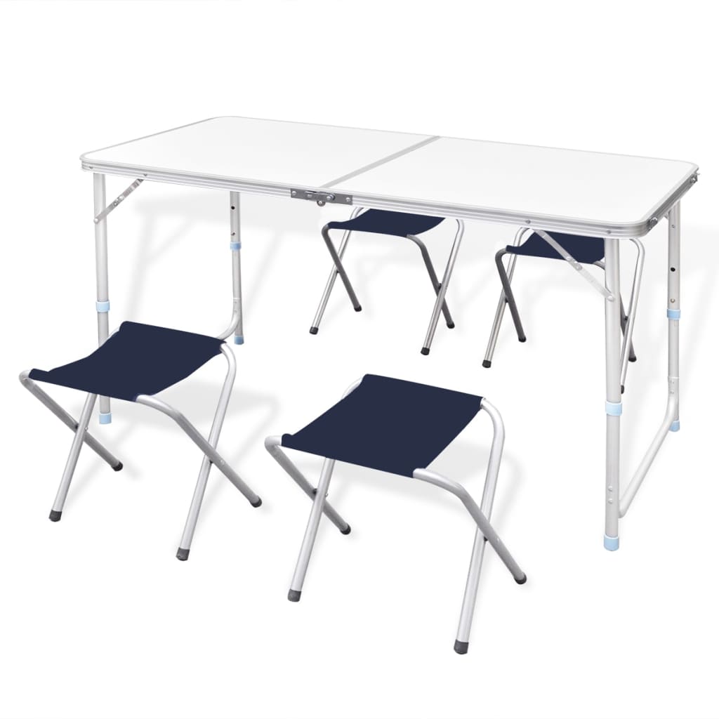 Vidaxl Camping Table zusammenklappbar und einstellbares Aluminium 120 x 60 cm 4 Stühle