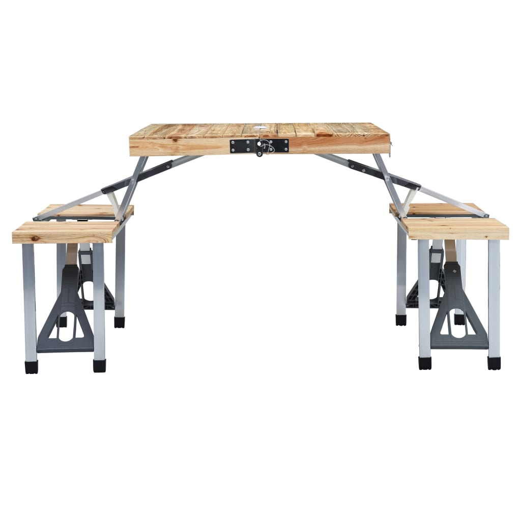 Vidaxl Camping -Tisch zusammenklappbar mit 4 Sitzen aus Stahl und Aluminium