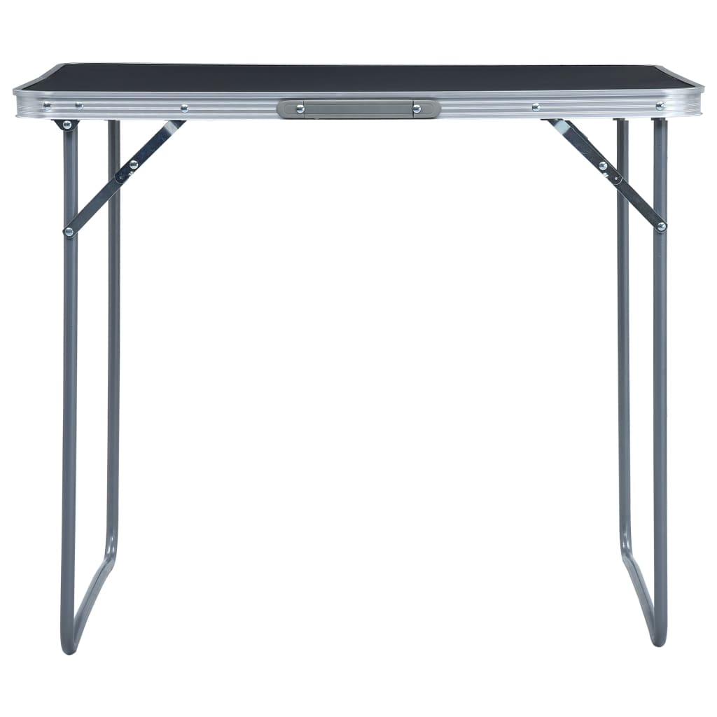 Vidaxl Camping Table zusammenklappbar mit Metallrahmen 80x60 cm Grau