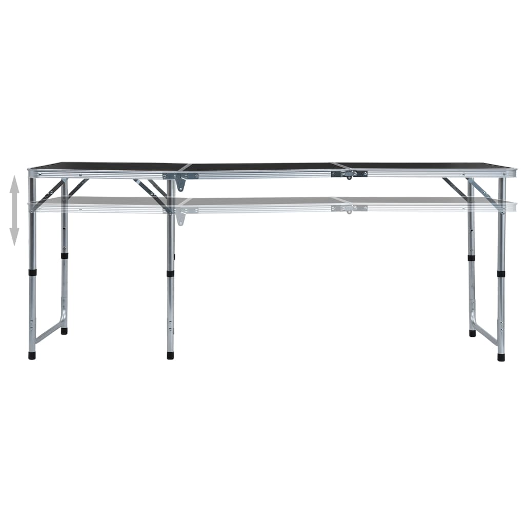 VIDAXL Camping Tabelle zusammenklappbar 180 x 60 cm Aluminiumgrau