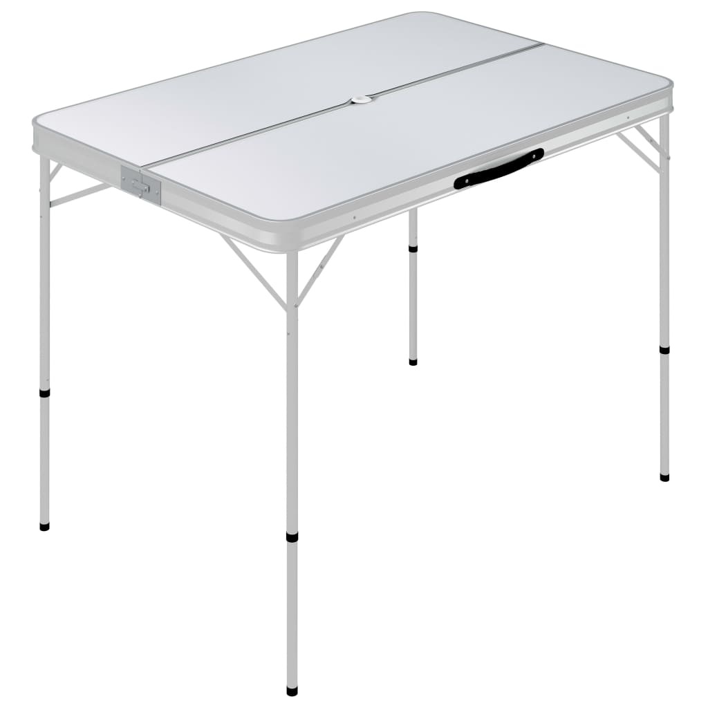 Vidaxl Camping -Tisch faltbar mit 2 Bänken Aluminiumweiß