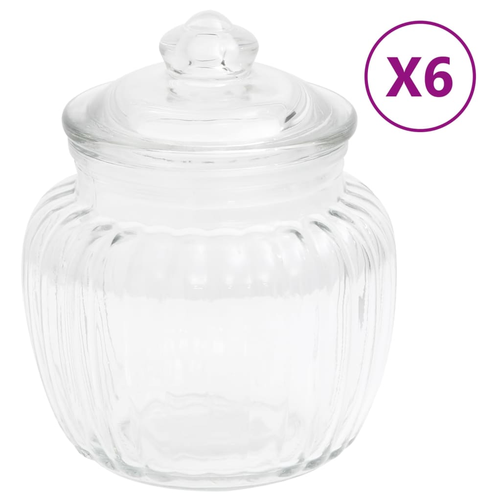 Vidaxl -Aufbewahrungstöpfe 6 ST 500 ml Glas