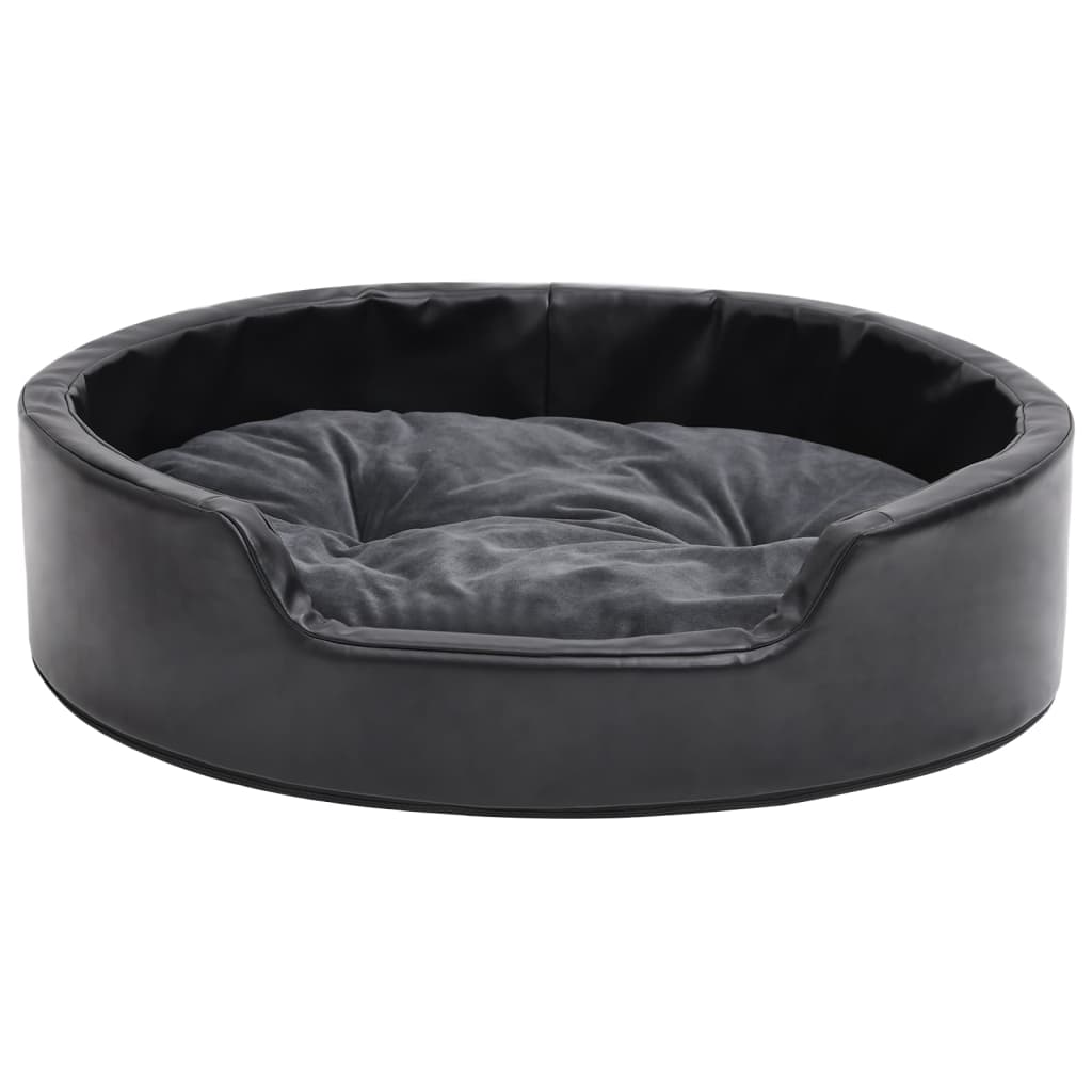 Vidaxl Hundekorb 69x59x19 cm Plüsch und künstliches Leder schwarz und dunkelgrau