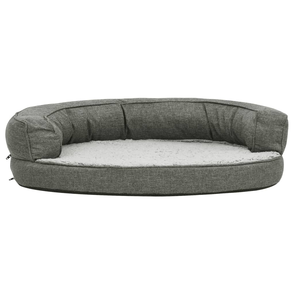 Vidaxl Hundebett Ergonomische Leinen-Look 75x53 cm Fleece Gray